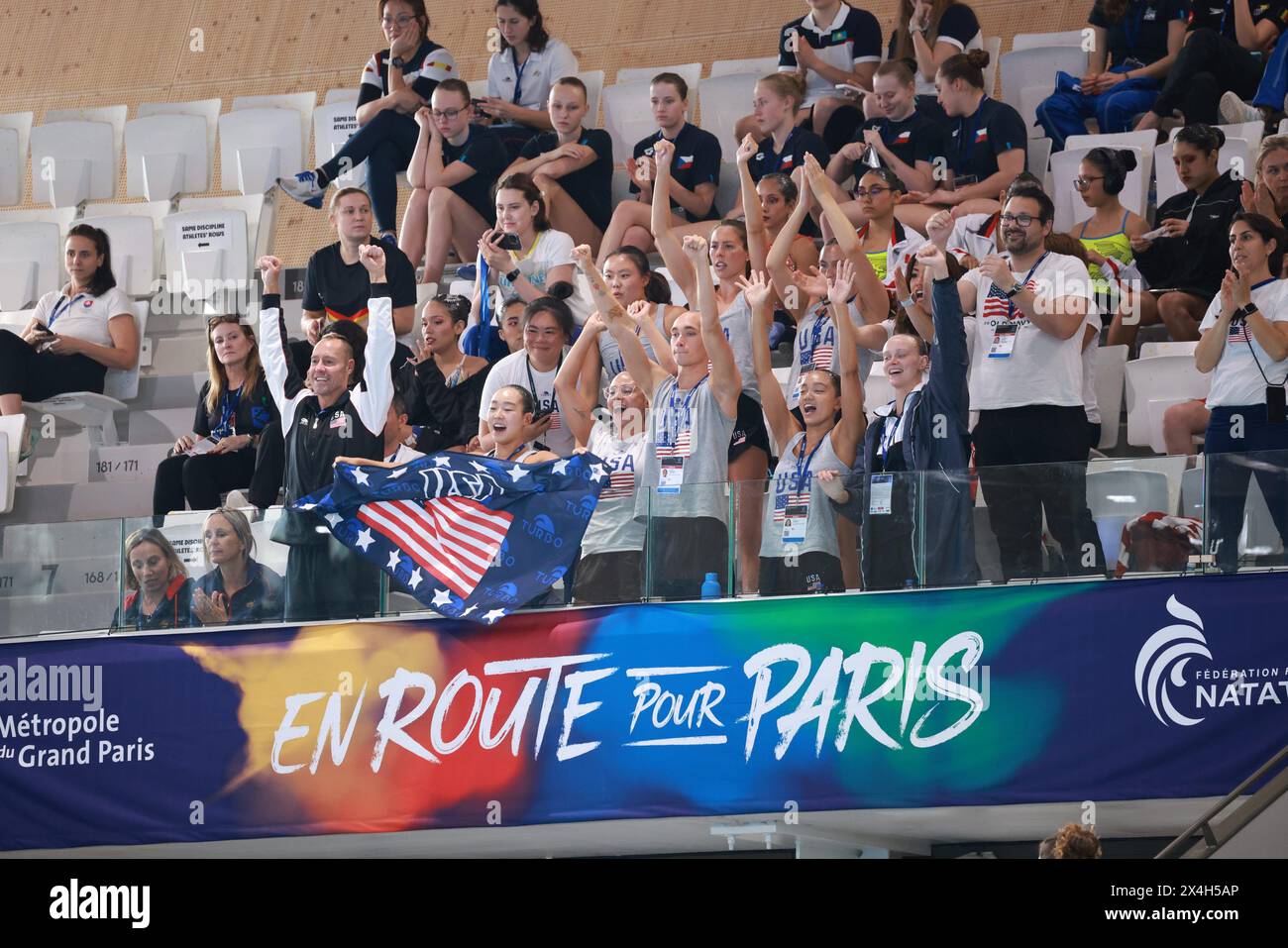 Saint Denis, France. 03rd May, 2024. © PHOTOPQR/LE PARISIEN/Olivier Arandel ; Saint-Denis ; 03/05/2024 ; Saint-Denis, France Centre aquatique Olympique Paris 2024 World Aquatics World Cup 2024 Natation Artistique Natation Synchronisée *** Local Caption *** LP/ Olivier Arandel Credit: MAXPPP/Alamy Live News Stock Photo