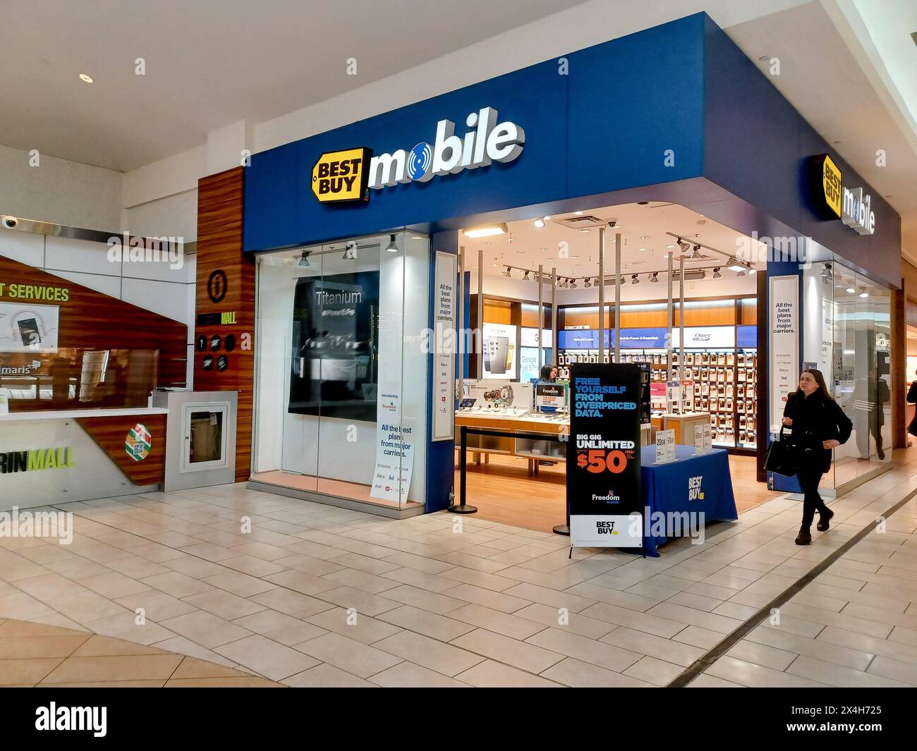 Toronto, ON, Canada – January 2, 2024: View at Best Buy store sign in Toronto Stock Photo