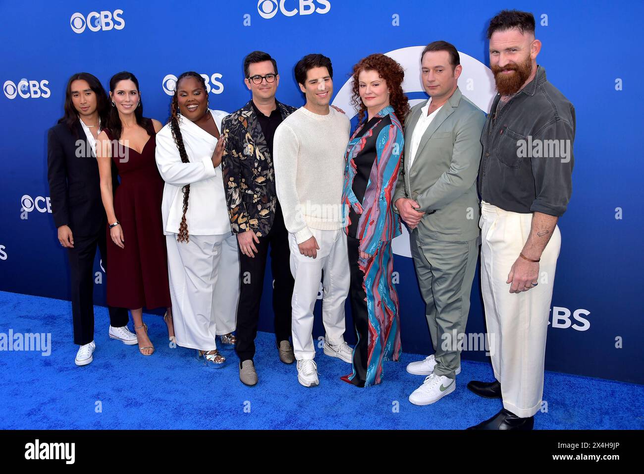 Roman Zaragoza, Sheila Carrasco, Danielle Pinnock, Richie Moriarty Pete, Asher Grodman, Rebecca Wisocky, Brandon Scott Jones und Devan Chandler Long bei der CBS Fall Schedule Celebration in den Paramount Studios. Los Angeles, 02.05.2024 Stock Photo