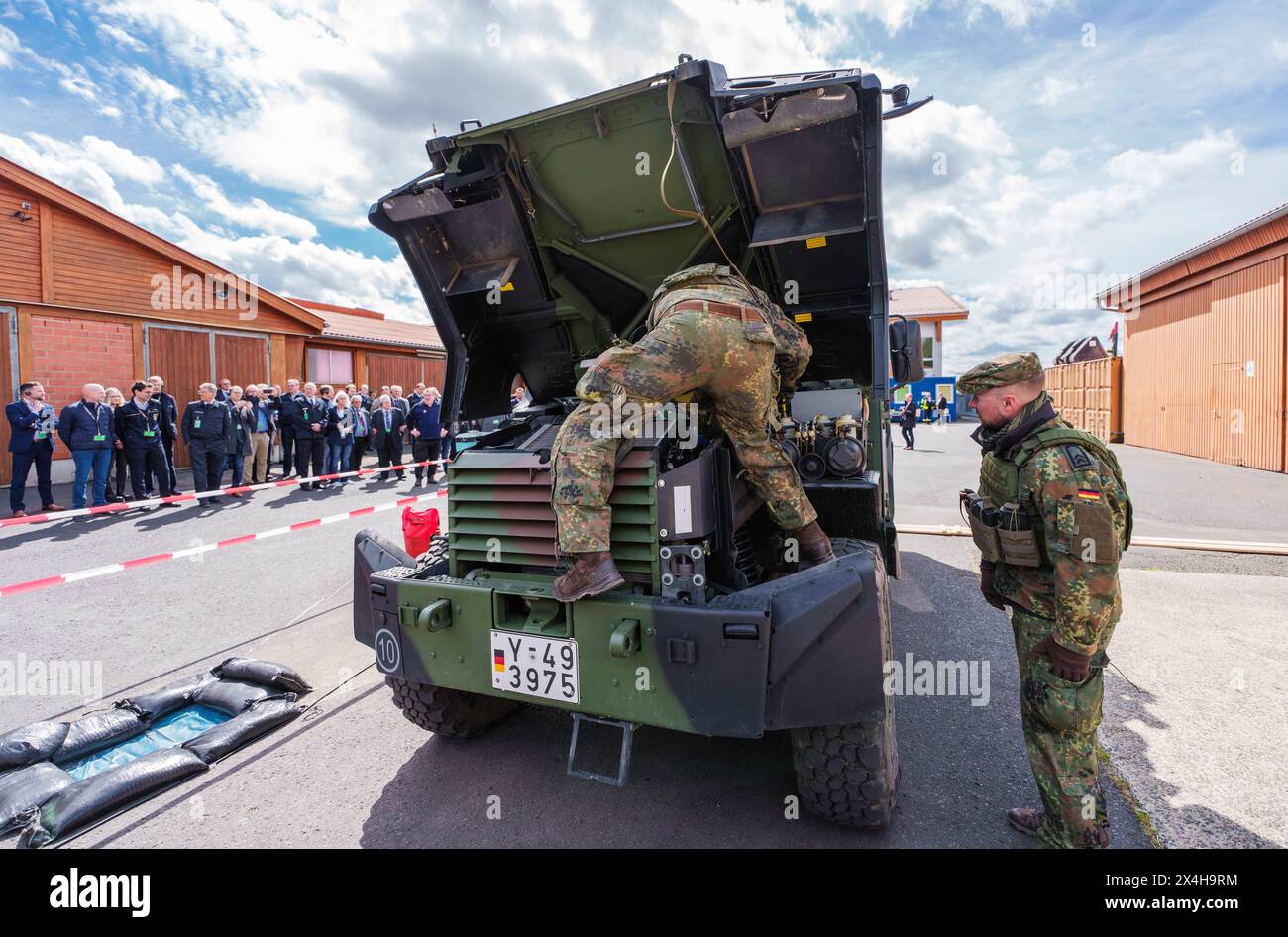 27 April 2024, Hesse, Alsfeld: An armored vehicle of the German Armed ...
