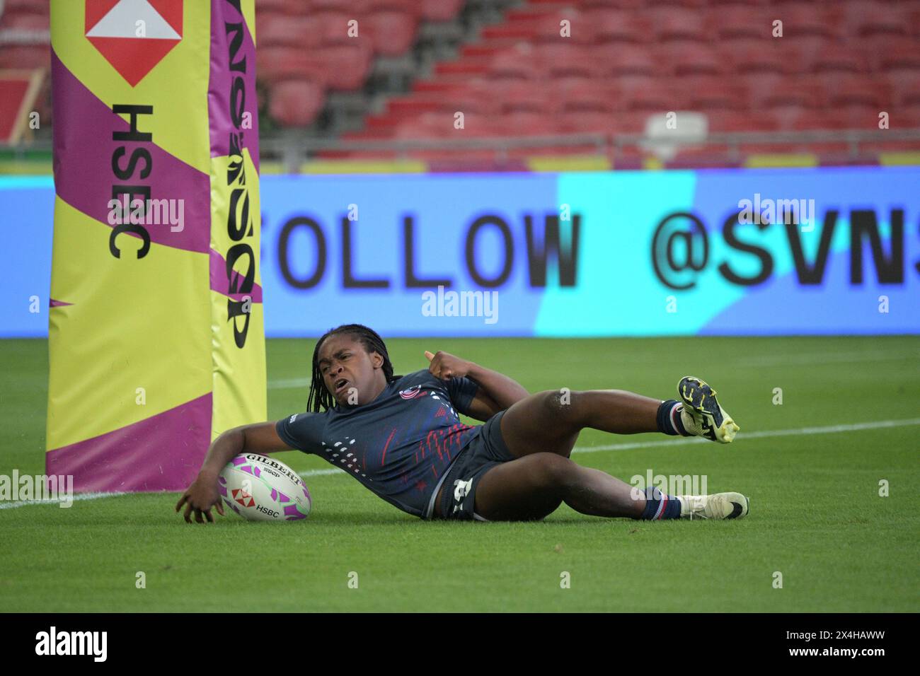 (240503) SINGAPORE, May 3, 2024 (Xinhua) Kaylen Thomas of the