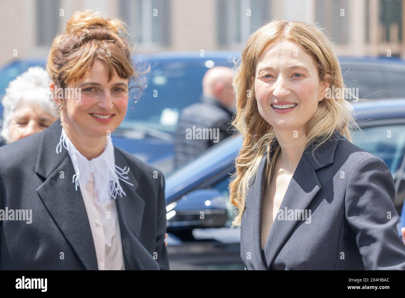 May 3, 2024, Rome, Italy: Alba Rohrwacher and Alice Rohrwacher leave Quirinale Palace after presentation ceremony of David di Donatello Awards in Rome (Credit Image: © Matteo Nardone/Pacific Press via ZUMA Press Wire) EDITORIAL USAGE ONLY! Not for Commercial USAGE! Stock Photo