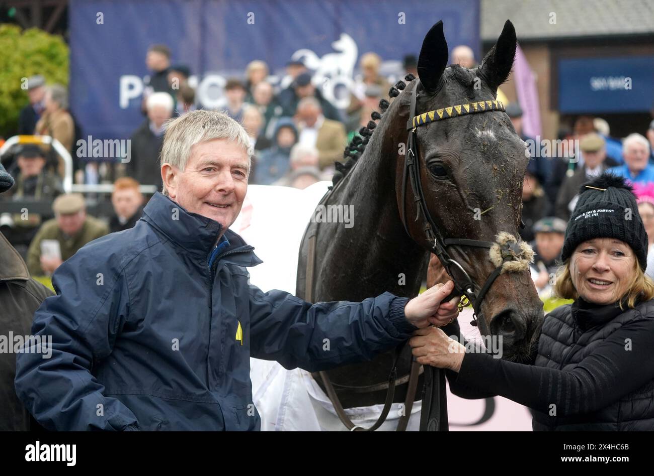 Winning trainer Barry Connell with Hgranca De Thaix after winning the EMS Copiers Novice Handicap Chase during day four of the Punchestown Festival at Punchestown Racecourse, County Kildare. Picture date: Friday May 3, 2024. Stock Photo