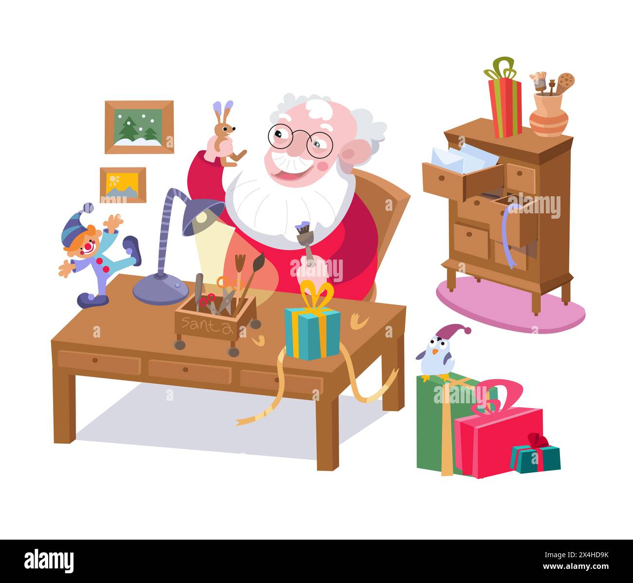 Cartoon santa workshop hi-res stock photography and images - Alamy