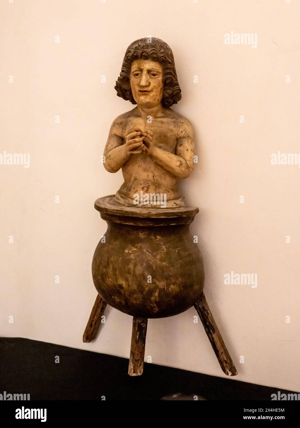 St Vitus in boiling kettle, Burg Meersburg, Old Casltle Germany Stock Photo