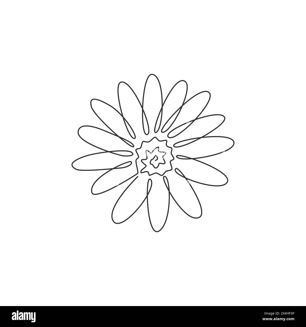 One continuous line drawing of beauty fresh bellis perennis. Printable decorative poster common daisy flower concept for wall home decor. Modern singl Stock Vector