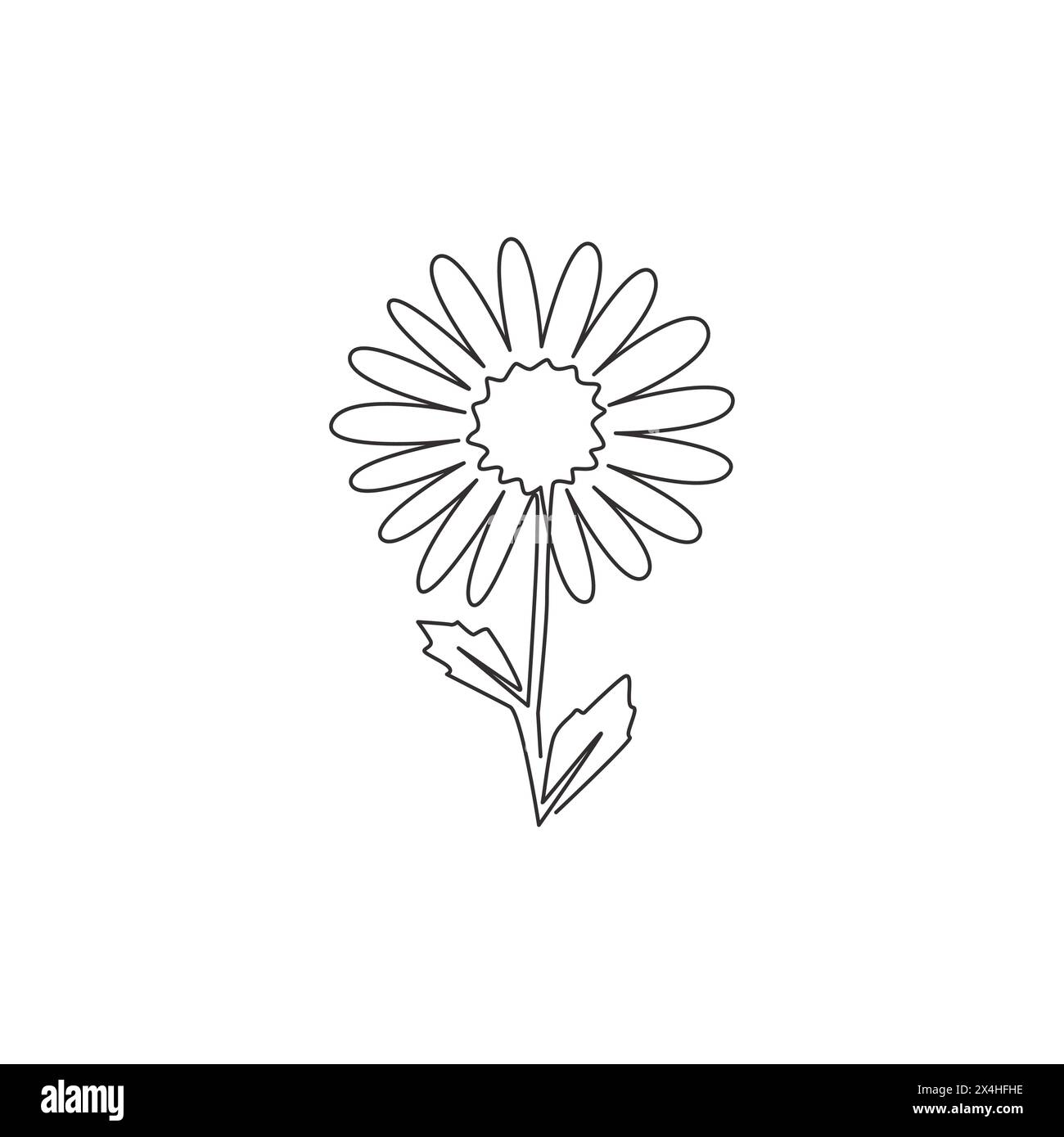 One continuous line drawing of beauty fresh bellis perennis for wall decor art poster. Printable decorative daisy flower concept for fabric textile. M Stock Vector
