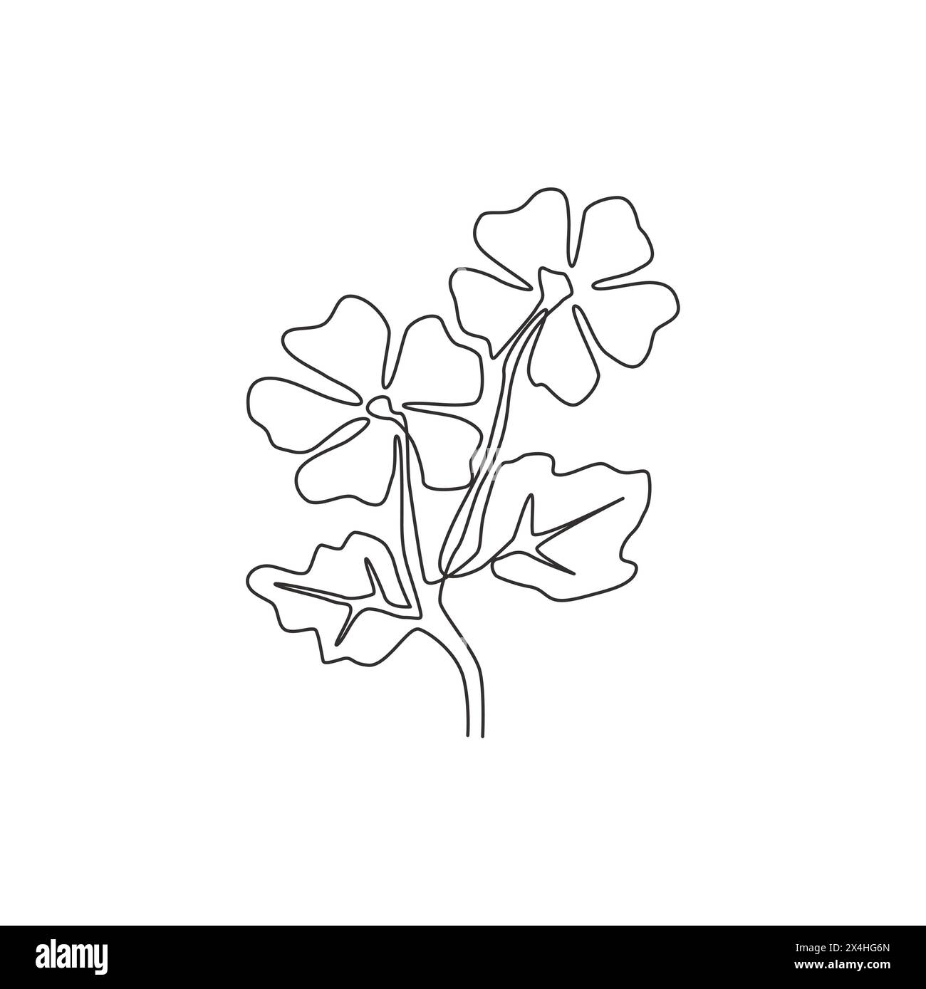 Single one line drawing of beauty fresh common mallow for home decor wall art poster print. Printable decorative malva sylvestris flower concept. Mode Stock Vector