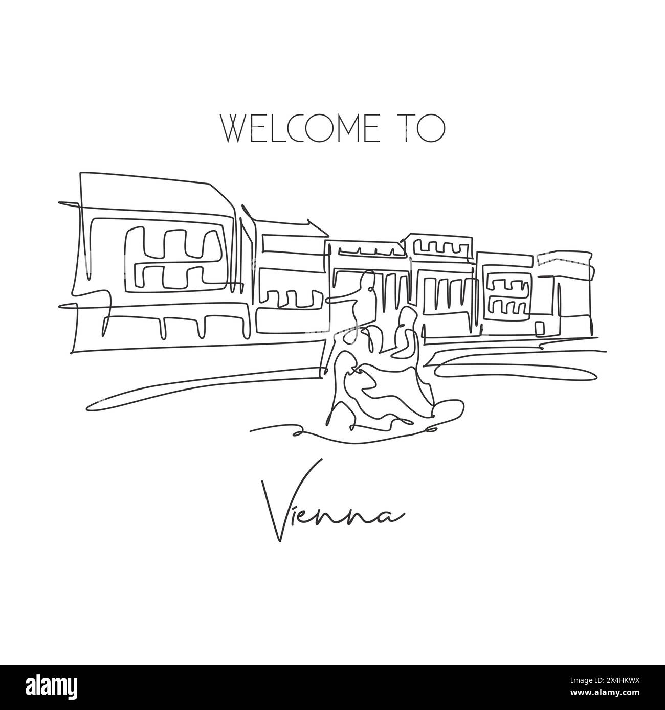 One Continuous Line Drawing Schonbrunn Palace Landmark Historic one-continuous-line-drawing-schonbrunn-palace-landmark-historic