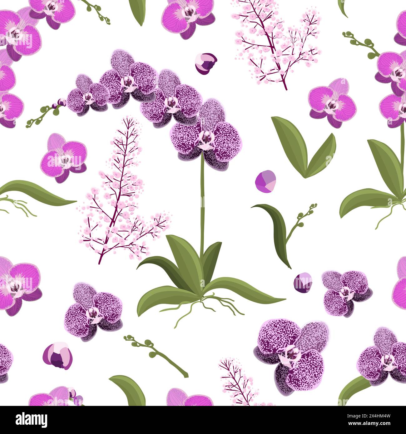Orchid seamless pattern , Hand drawing. Not AI. Vector illustration ...