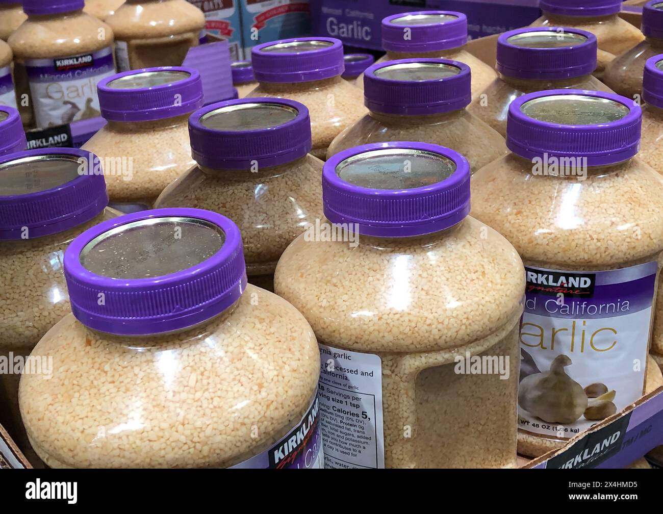BAXTER, MN 3 FEB 2021 Costco Kirkland brand of Minced Garlic in jars