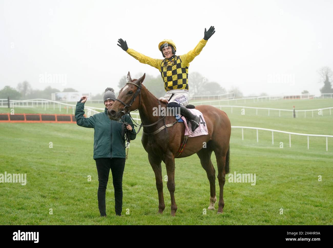 Jockey Paul Townend celebrates on State Man after winning the Boodles Champion Hurdle during day four of the Punchestown Festival at Punchestown Racecourse, County Kildare. Picture date: Friday May 3, 2024. Stock Photo