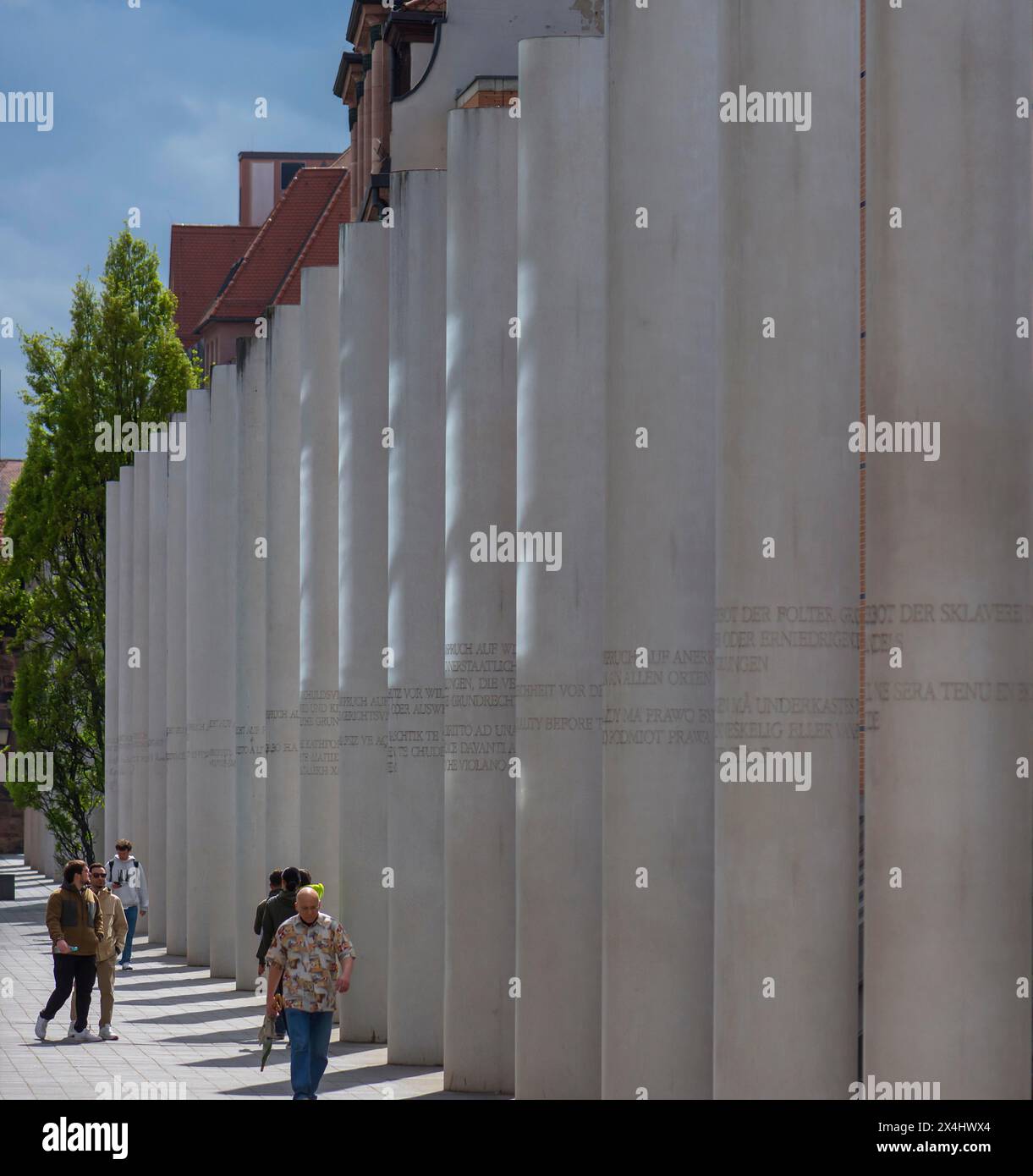 The Street of Human Rights, a memorial in the city centre of Nuremberg, created by the Israeli artist Dani Karavan, opened in 1993, Kartaeusergasse Stock Photo