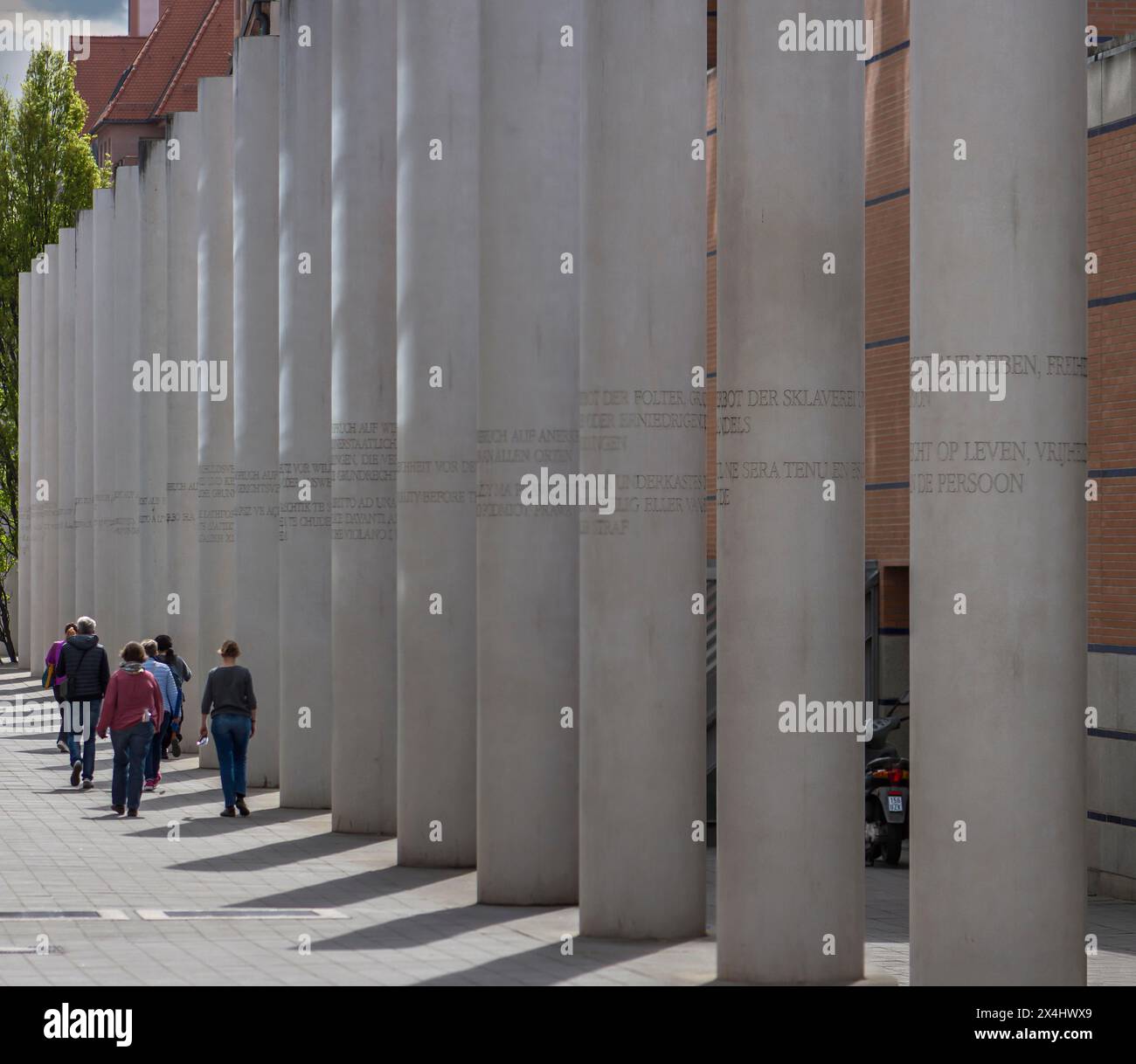 The Street of Human Rights, a memorial in the city centre of Nuremberg, created by the Israeli artist Dani Karavan, opened in 1993, Kartaeusergasse Stock Photo