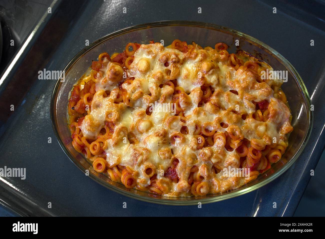 Pasta with tomato sauce baked in the oven with cheese, Bavaria, Germany Stock Photo