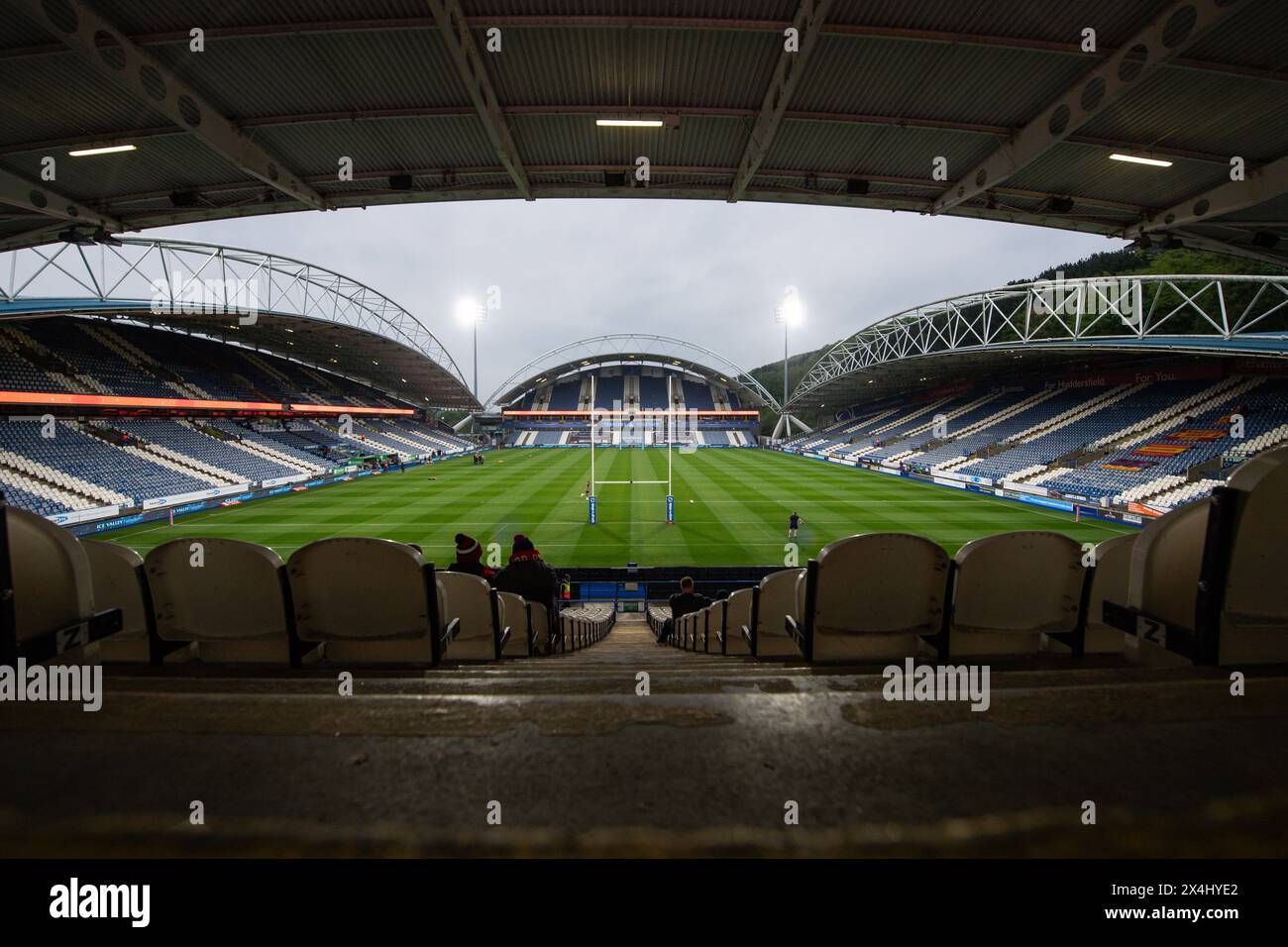 General view of The John Smith's Stadium, Home of Huddersfield Giants during the Betfred Super League Round 10 match Huddersfield Giants vs Salford Red Devils at John Smith's Stadium, Huddersfield, United Kingdom, 3rd May 2024  (Photo by Craig Thomas/News Images) Stock Photo