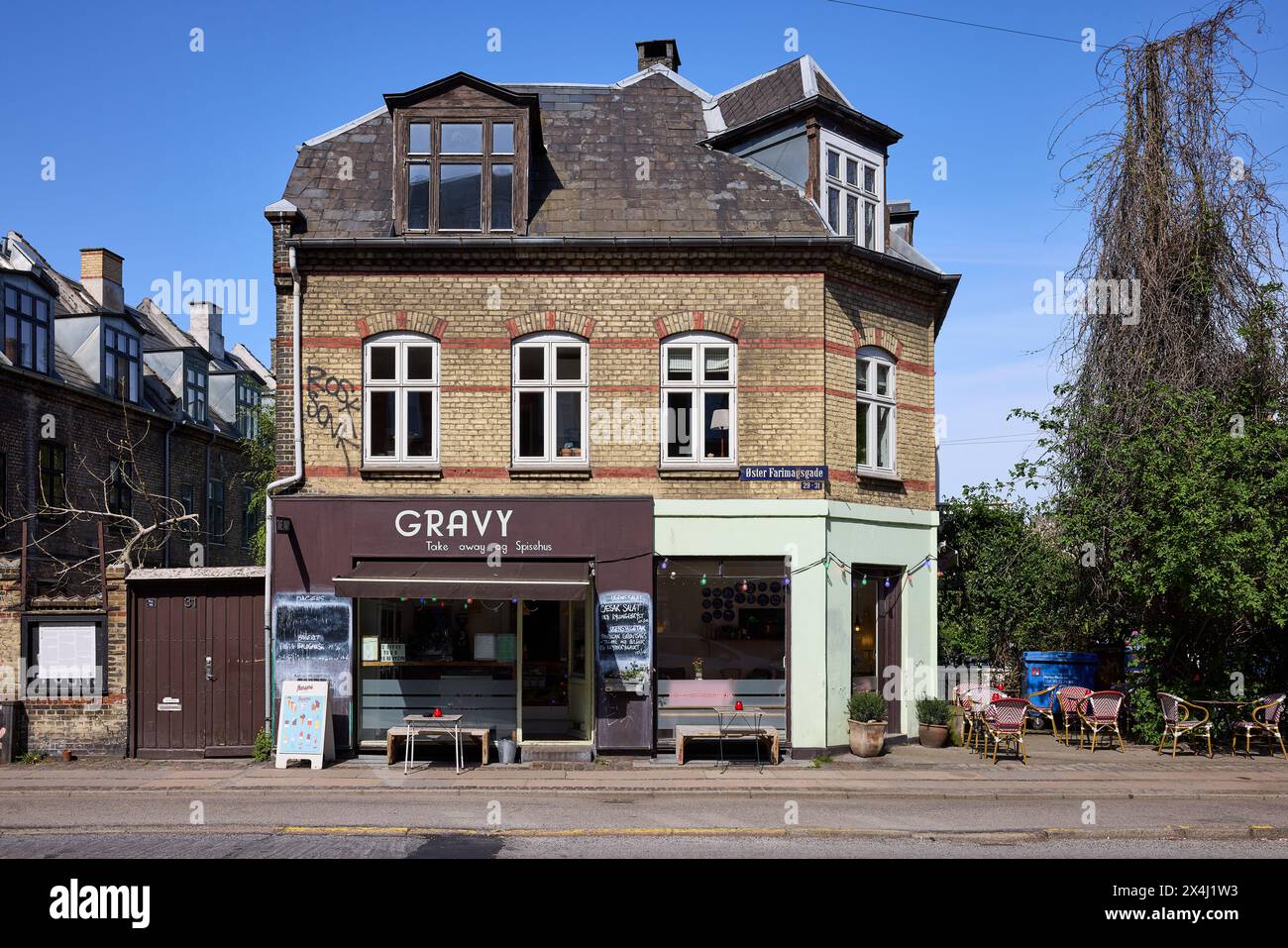 Gravy, small restaurant on Øster Farimagsgade, Copenhagen, Denmark Stock Photo