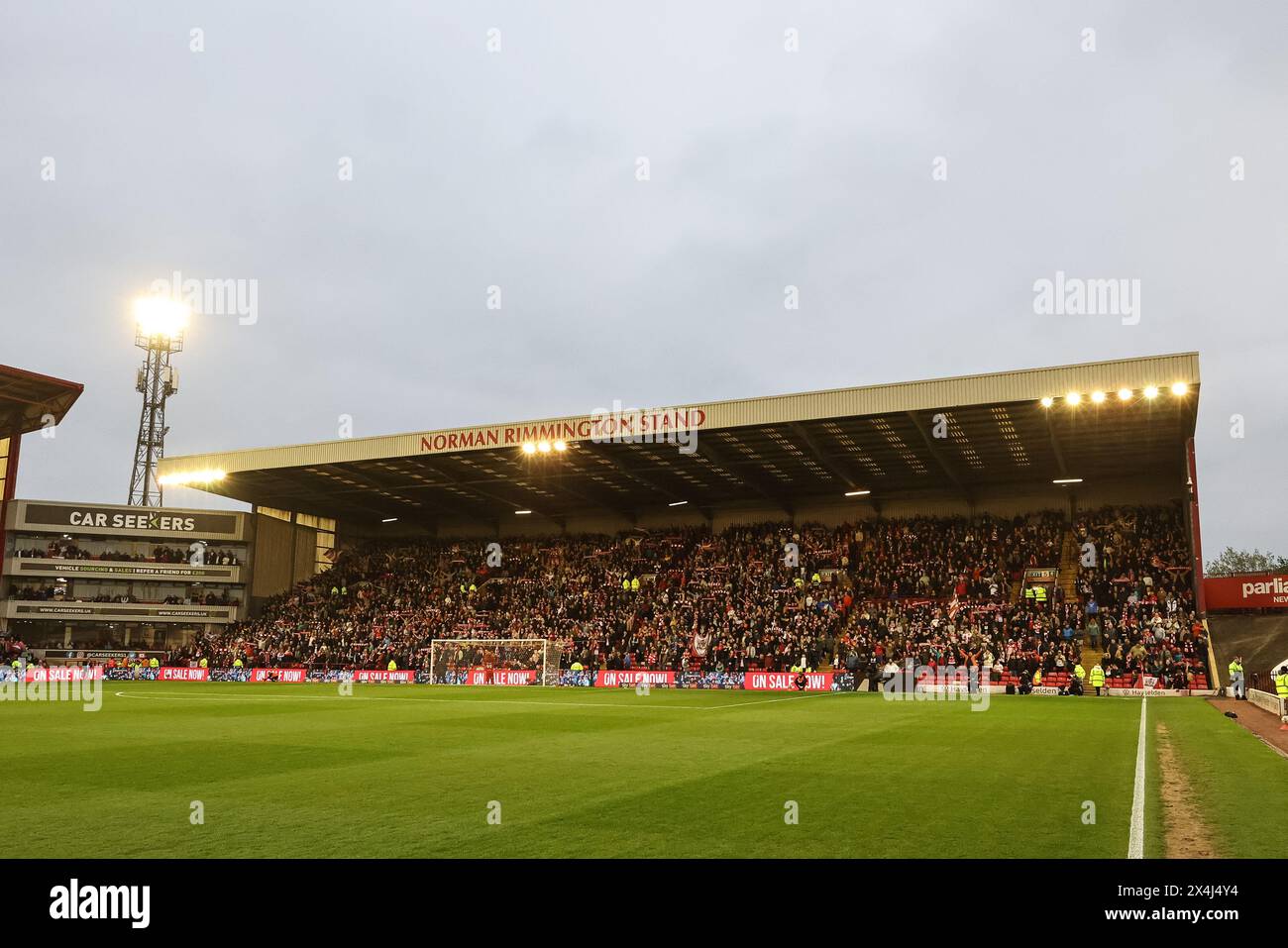 The Ponty road end ad oakwell during the Sky Bet League 1 Promotion Play-offs Semi-final first leg match Barnsley vs Bolton Wanderers at Oakwell, Barnsley, United Kingdom, 3rd May 2024  (Photo by Mark Cosgrove/News Images) Stock Photo