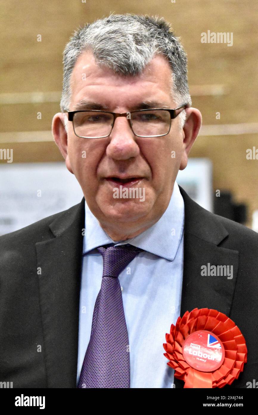 Stockton-on-Tees, UK. 03 May 2024. Labour candidate Chris McEwan ...