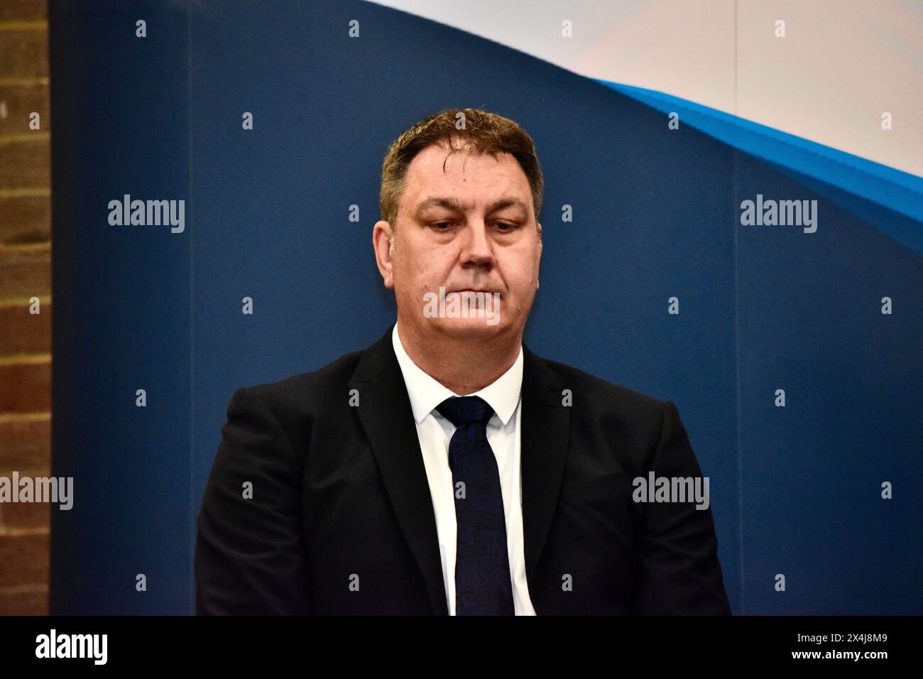 Stockton-on-Tees, UK. 03 May 2024. Steve Turner (pictured), the Conservative Party candidate who was elected PCC in May 2021 has been replaced by Labour’s Matt Storey at the 2024  election for Cleveland Police and Crime Commissioner.. Credit: James Hind/Alamy Live News Stock Photo