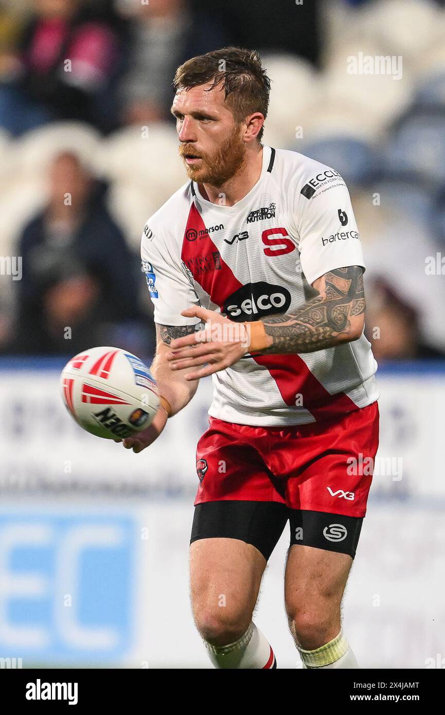 Marc Sneyd of Salford Red Devils in action during the Betfred Super League Round 10 match Huddersfield Giants vs Salford Red Devils at John Smith's Stadium, Huddersfield, United Kingdom, 3rd May 2024  (Photo by Craig Thomas/News Images) Stock Photo