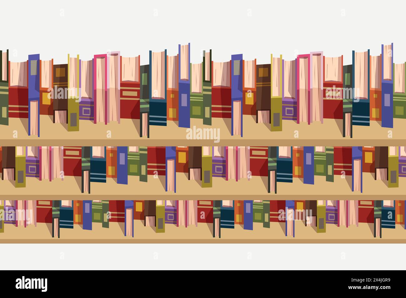 top view on book shelves on white Stock Vector
