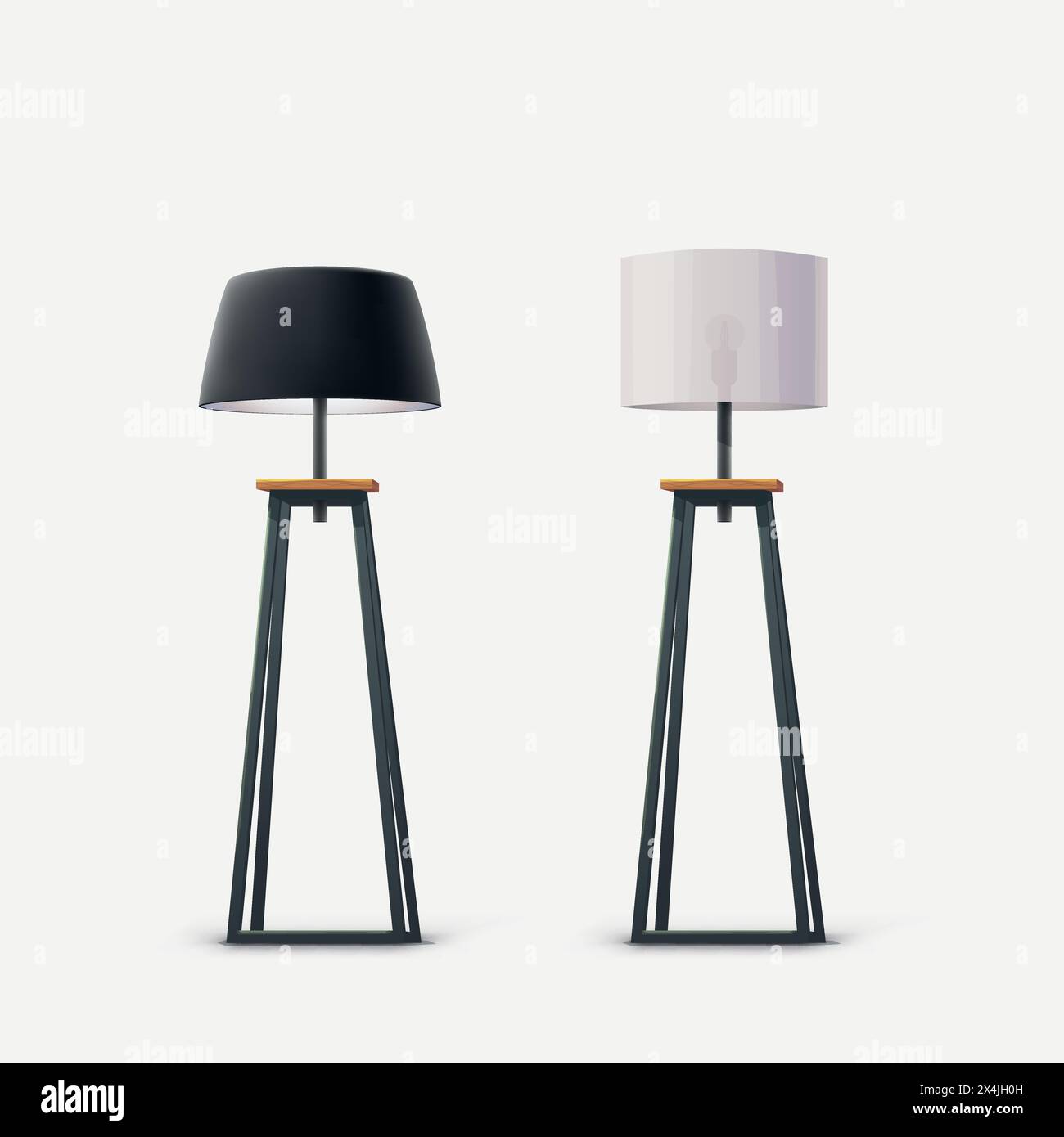 two floor lamps modern design on white Stock Vector