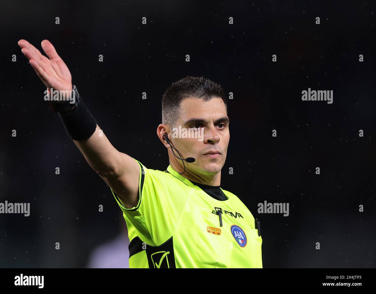 Turin, Italy. 3rd May, 2024. The Referee Simone Sozza reacts during the Serie A match at Stadio Olimpico Grande Torino, Turin. Picture credit should read: Jonathan Moscrop/Sportimage Credit: Sportimage Ltd/Alamy Live News Stock Photo
