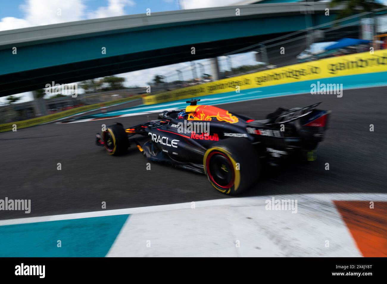Miami Gardens, United States. 03rd May, 2024. Dutch Formula One driver Max Verstappen of Red Bull Racing participates in sprint qualifying during the Formula One Miami Grand Prix at the Miami International Autodrome in Miami Gardens, Florida on Friday, May 3, 2024 Photo by Greg Nash/UPI. Credit: UPI/Alamy Live News Stock Photo