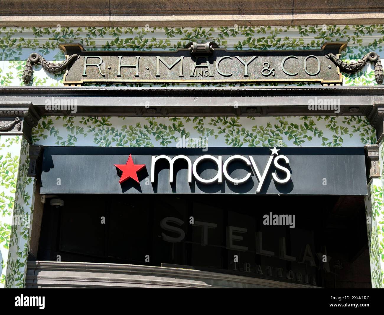 R.H. Macy & Company, exterior view detail, New York City, New York, USA Stock Photo