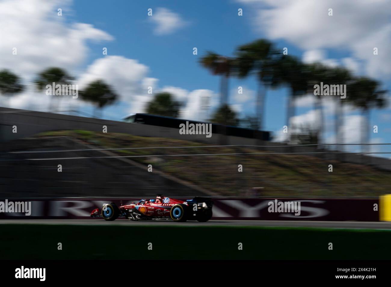 Miami Gardens, United States. 03rd May, 2024. Monaco's Formula One driver Charles Leclerc of Scuderia Ferrari participates in sprint qualifying during the Formula One Miami Grand Prix at the Miami International Autodrome in Miami Gardens, Florida on Friday, May 3, 2024 Photo by Greg Nash/UPI. Credit: UPI/Alamy Live News Stock Photo