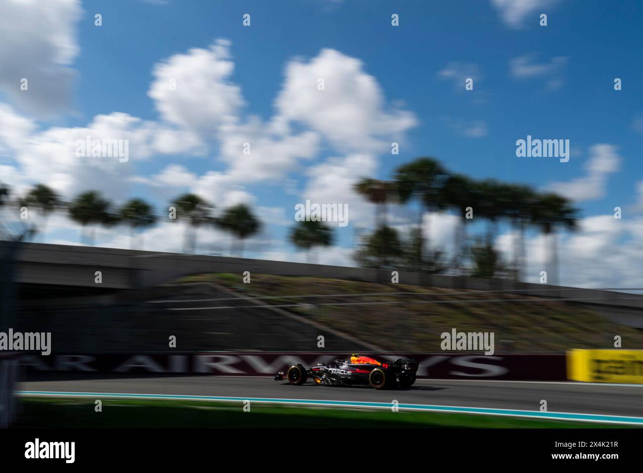 Miami Gardens, United States. 03rd May, 2024. Mexican Formula One driver Sergio Pérez of Red Bull Racing participates in sprint qualifying during the Formula One Miami Grand Prix at the Miami International Autodrome in Miami Gardens, Florida on Friday, May 3, 2024 Photo by Greg Nash/UPI. Credit: UPI/Alamy Live News Stock Photo