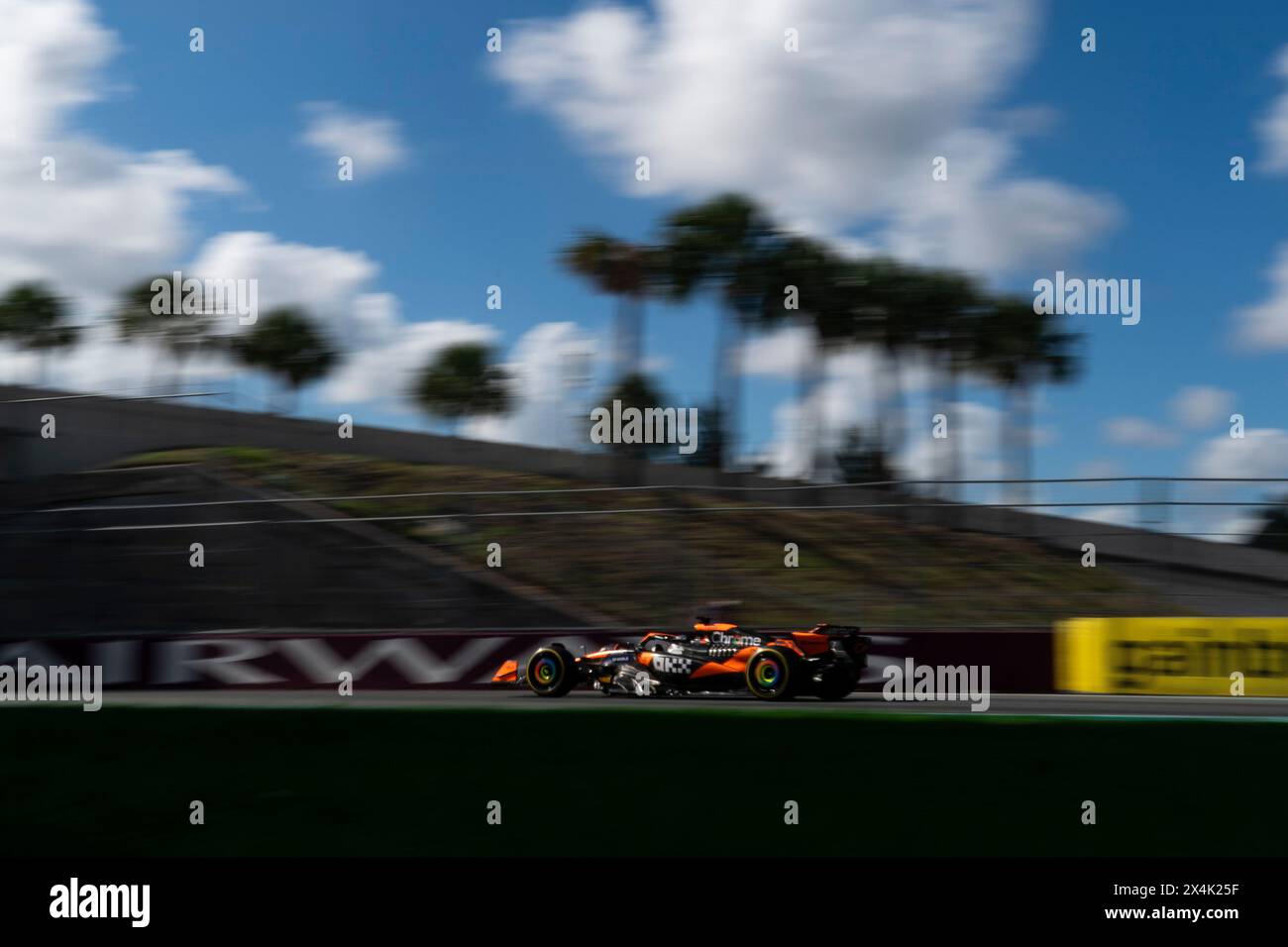 Miami Gardens, United States. 03rd May, 2024. Australian Formula One driver Oscar Piastri of McLaren F1 Team participates in sprint qualifying during the Formula One Miami Grand Prix at the Miami International Autodrome in Miami Gardens, Florida on Friday, May 3, 2024 Photo by Greg Nash/UPI. Credit: UPI/Alamy Live News Stock Photo