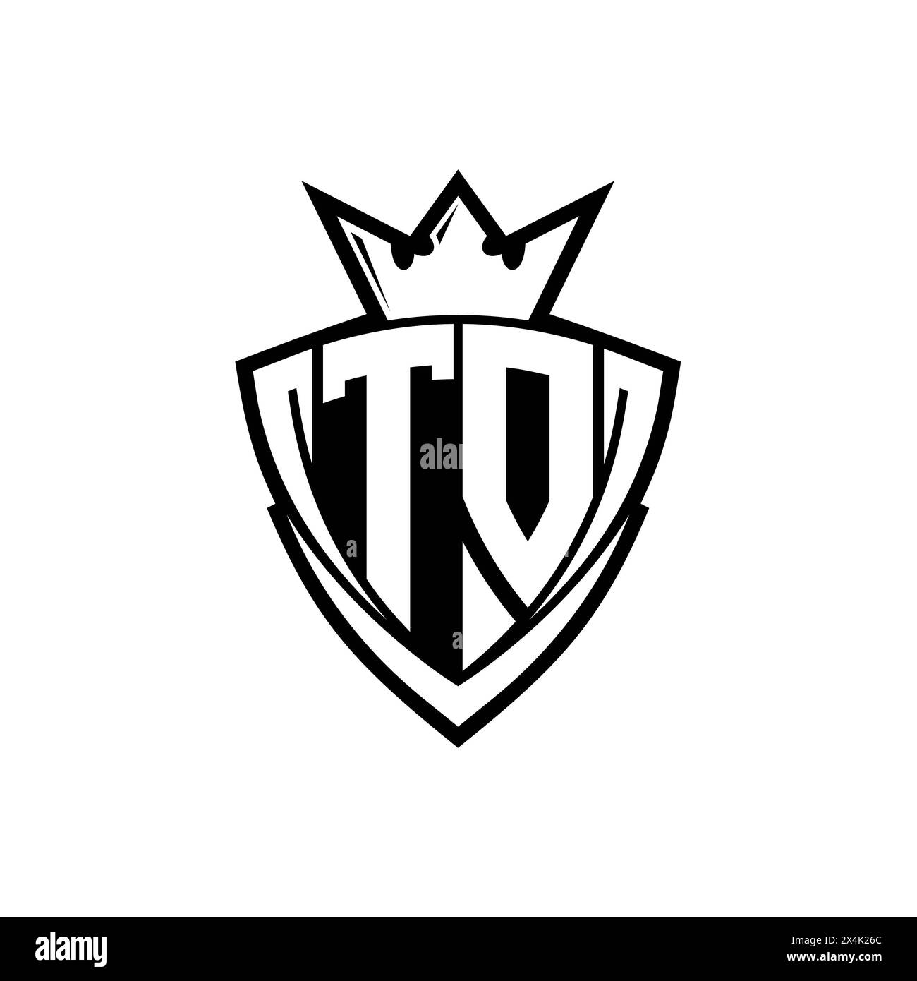 TO Bold letter logo with sharp triangle shield shape with crown inside