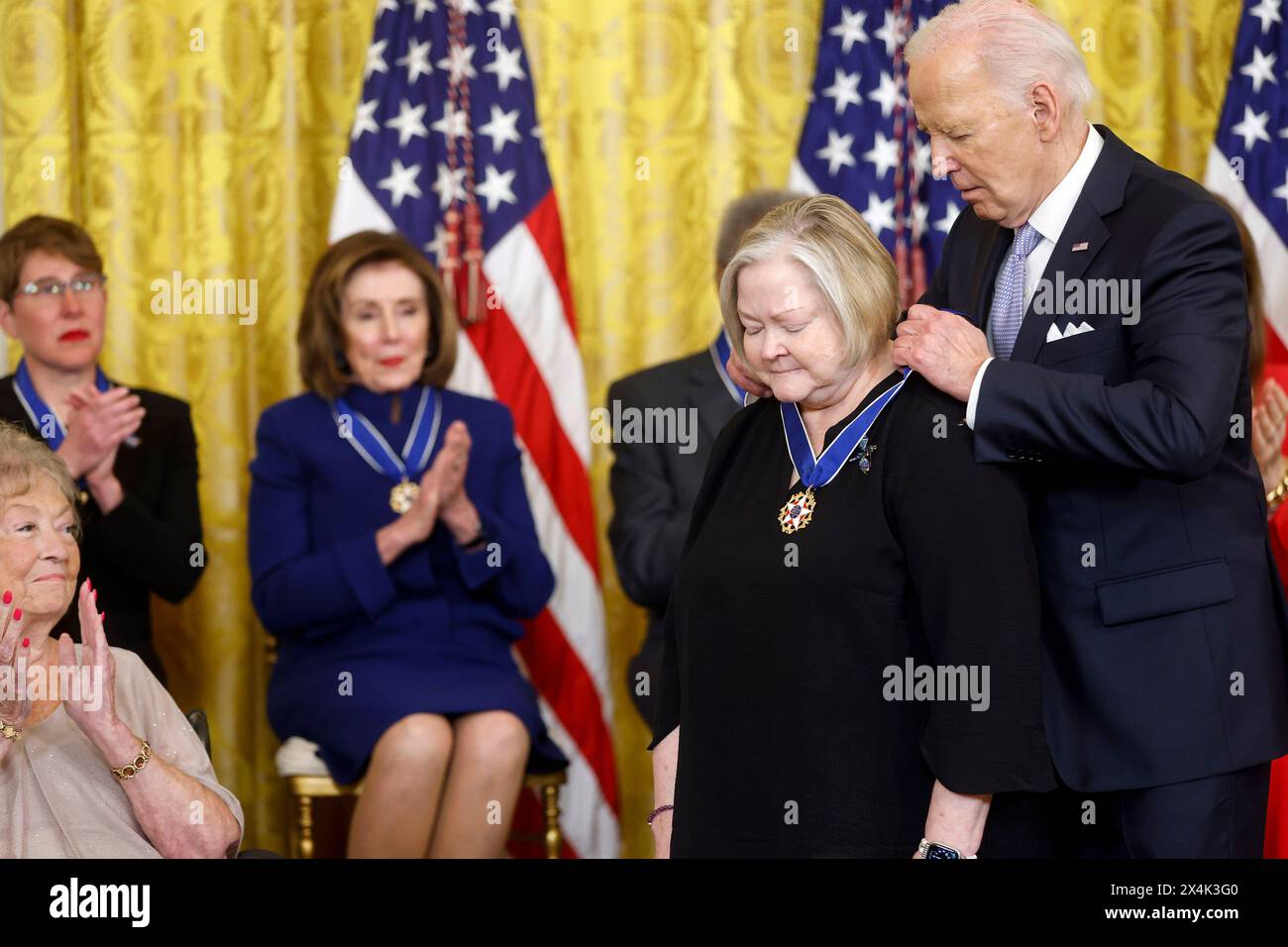 Washington, United States. 03rd May, 2024. U.S. President Joe Biden presents Judy Shepard, co-founder of the Matthew Shepard Foundation, with the Presidential Medal of Freedom, the country's highest civilian honor, during a ceremony in the East Room of the White House in Washington, DC on Friday, May 3, 2024. Several of today's recipients are Democratic Party stalwarts, and Biden himself was awarded the honor by former President Barack Obama in the final days of their administration in 2017. Photo by Jonathan Ernst/UPI Credit: UPI/Alamy Live News Stock Photo