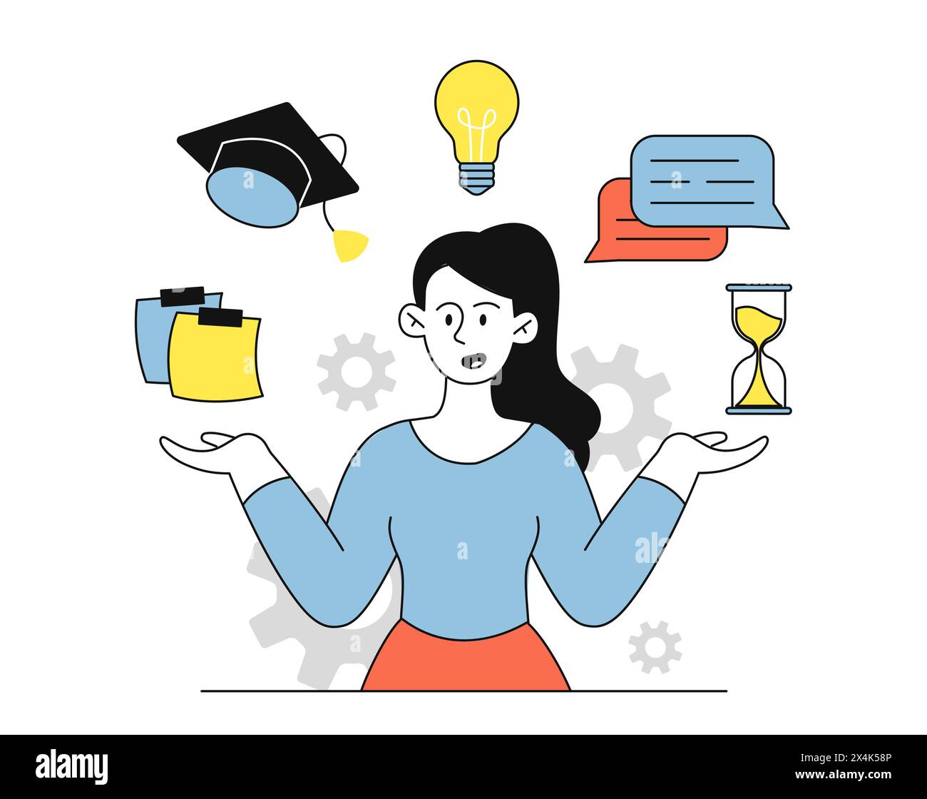 Woman with skills vector doodle Stock Vector