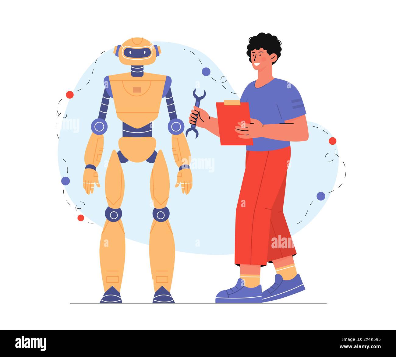 Man repair robot vector Stock Vector