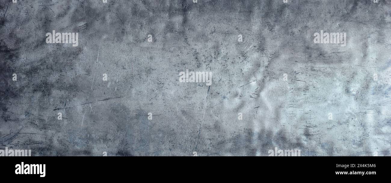 Dark texture of iron, brushed metal background. Panoramic view of steel surface Stock Photo