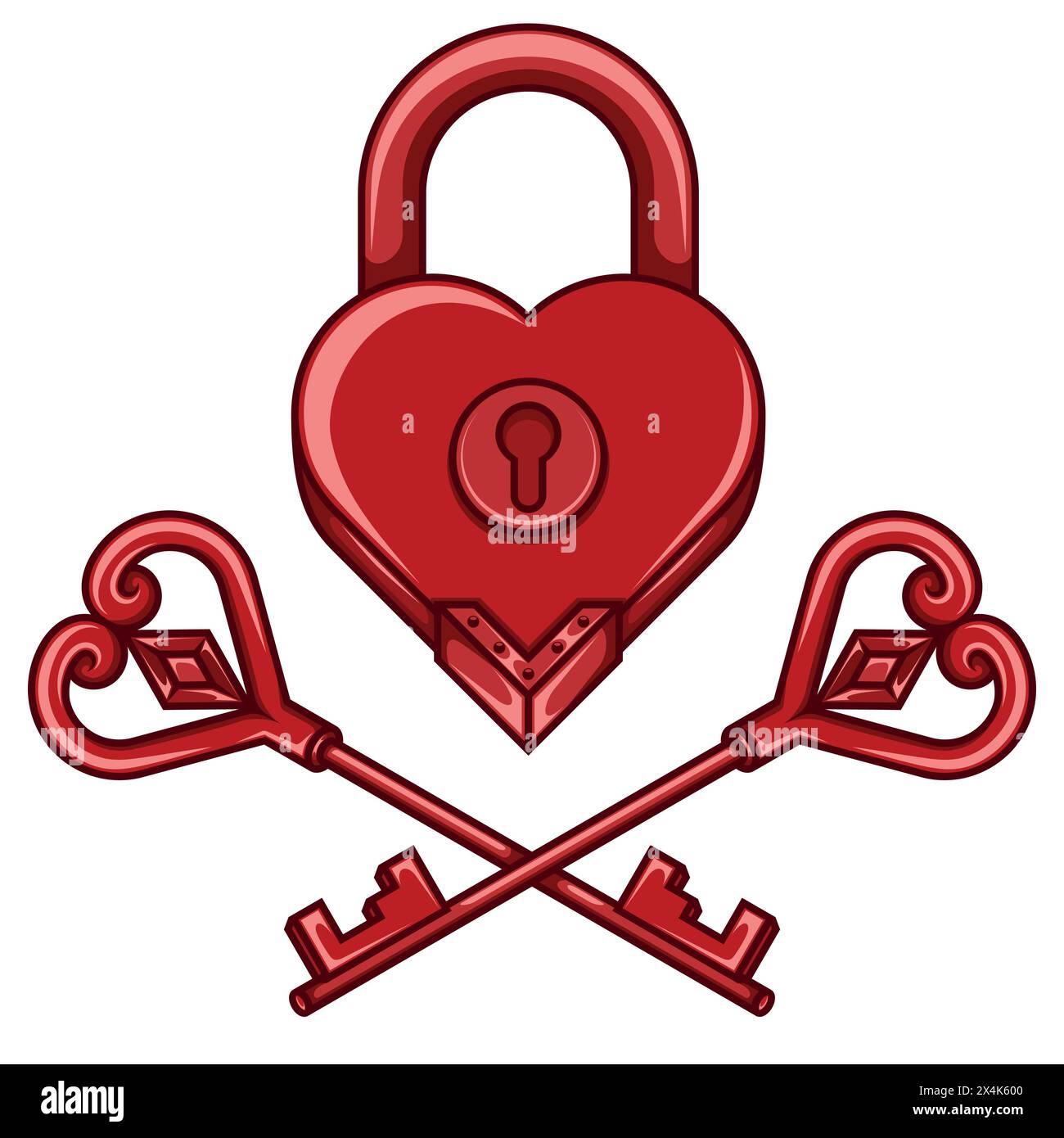 Vector design of Padlock and keys with heart shape as a symbol of love Stock Vector