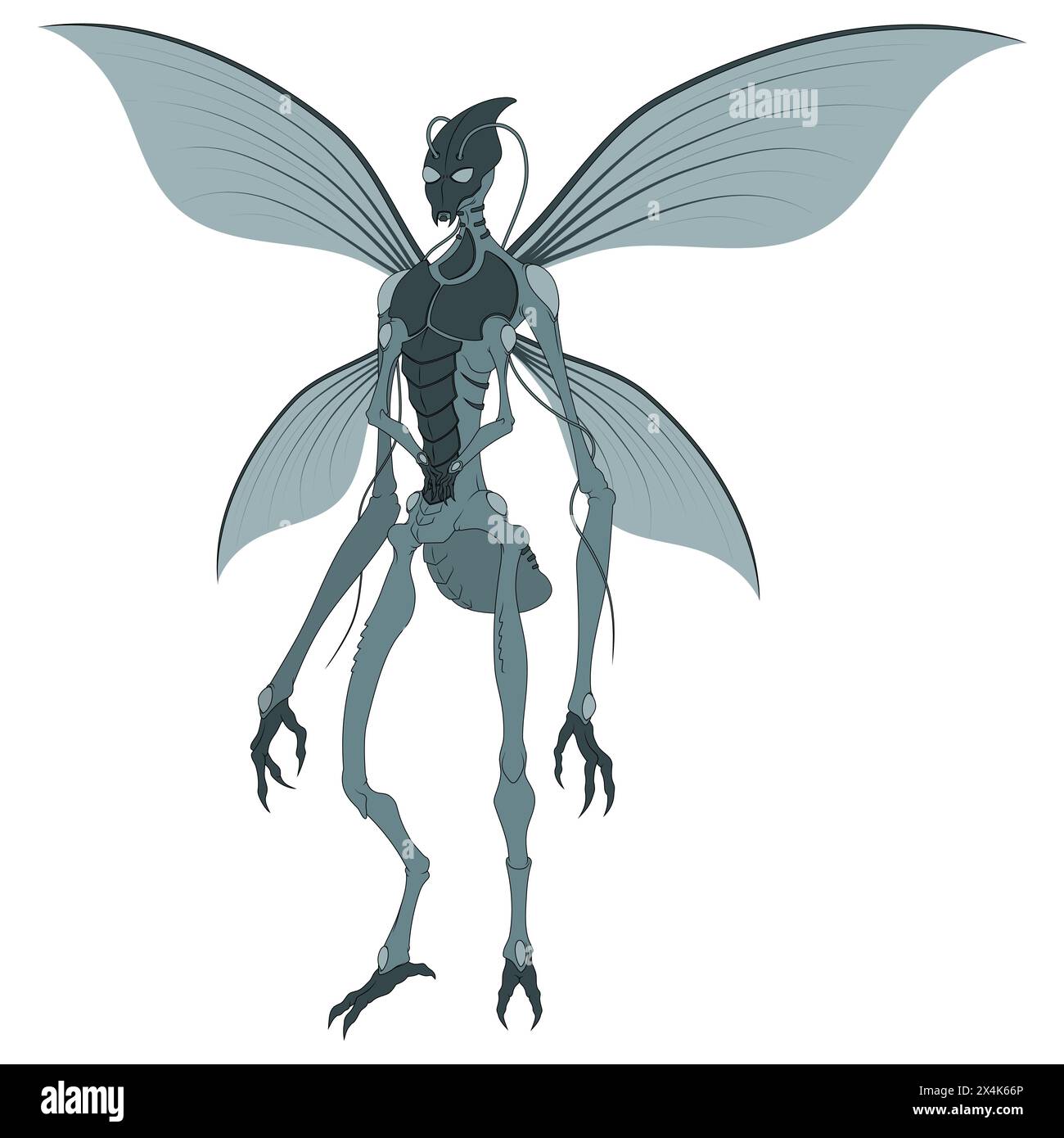 Mutant Alien Humanoid Insect Vector Design Stock Vector