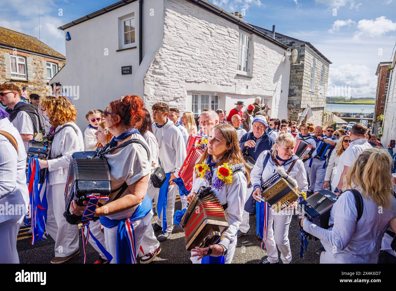 Blue Ribbon accordion players parade through the streets for the 'Obby
