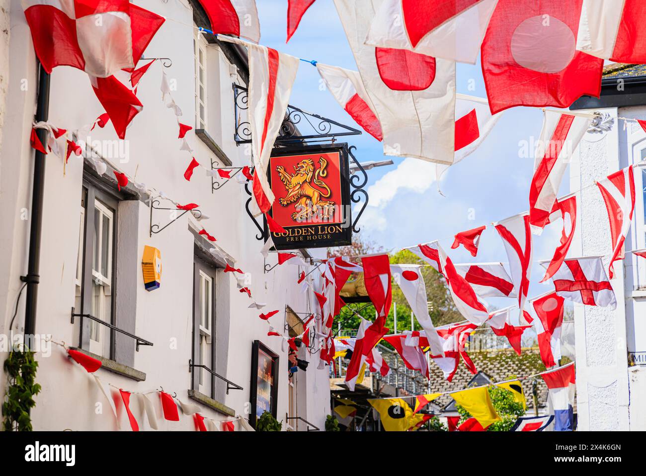 The Golden Lion, home of the red Old 'Oss in the 'Obby 'Oss festival, a