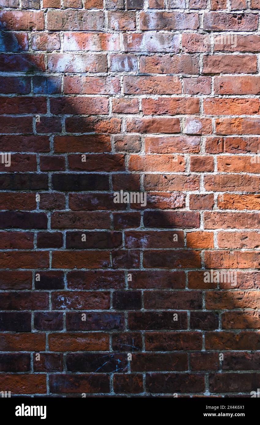 Wide angle Vintage Red brick wall Background Stock Photo