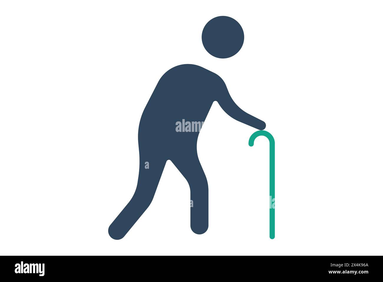 elderly icon. elderly people use walking sticks. solid icon style. old age element illustration Stock Vector