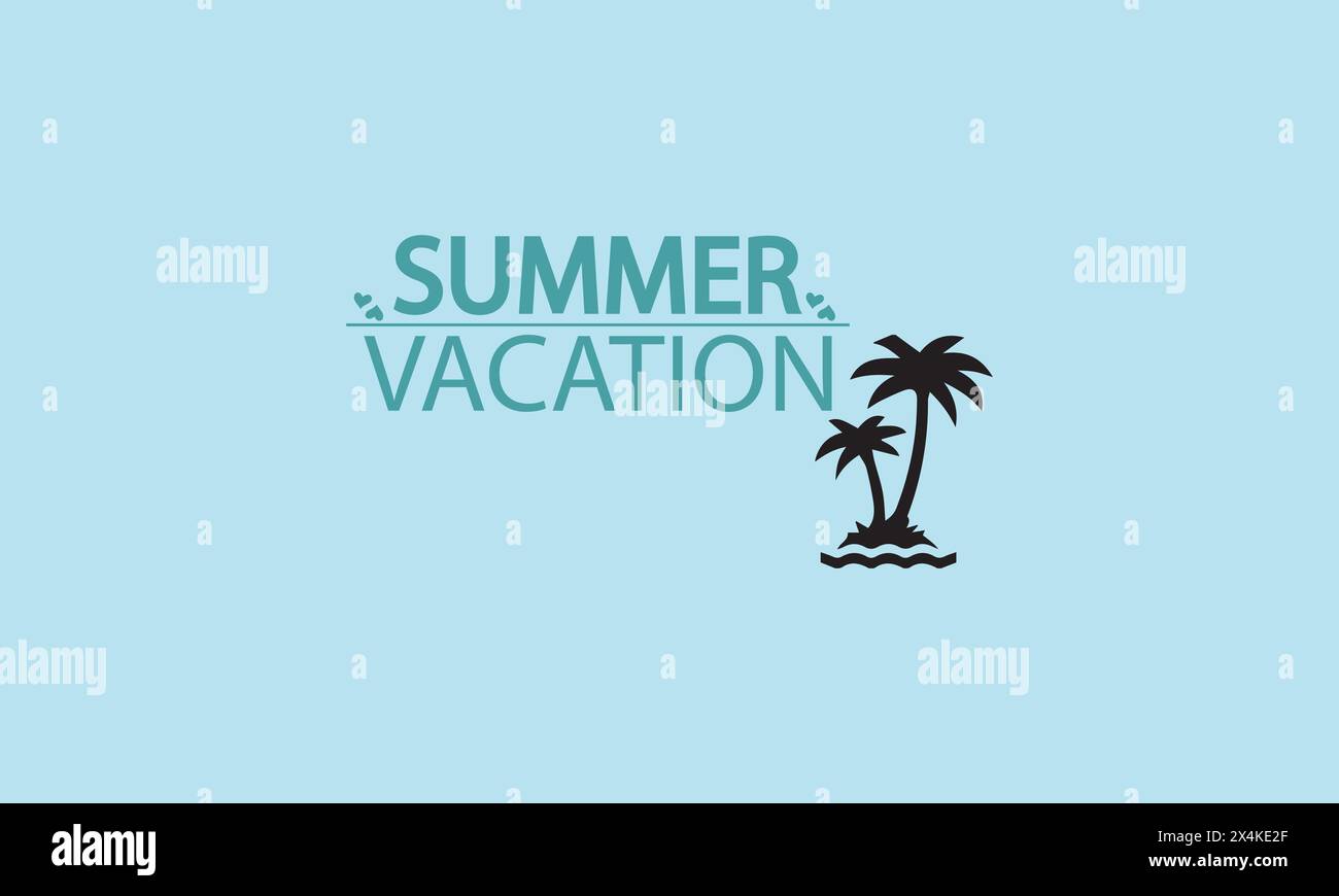 Trendy Typography Summer Vacation Text Illustration Stock Vector