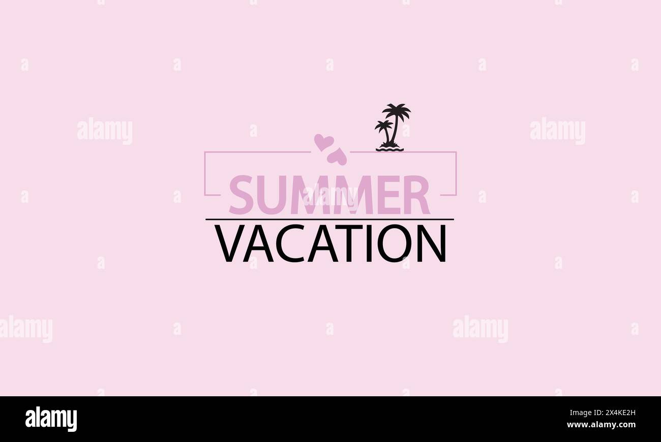 Trendy Typography Summer Vacation Text Illustration Stock Vector