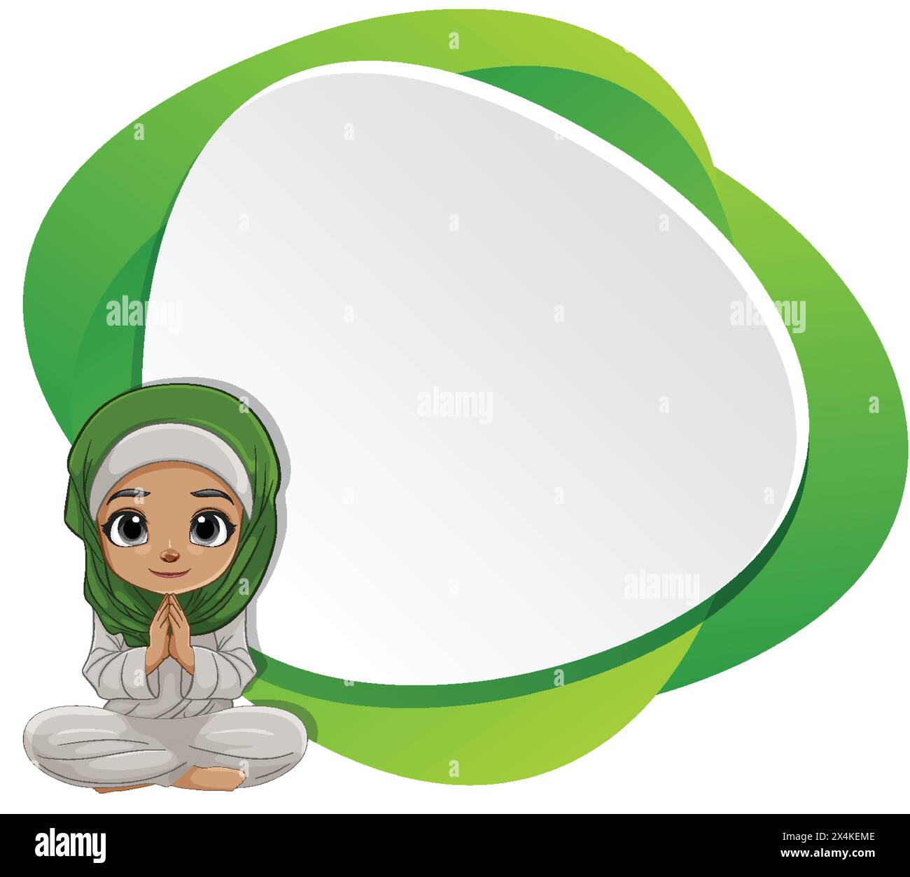Cartoon girl in hijab with blank speech bubble Stock Vector Image & Art ...