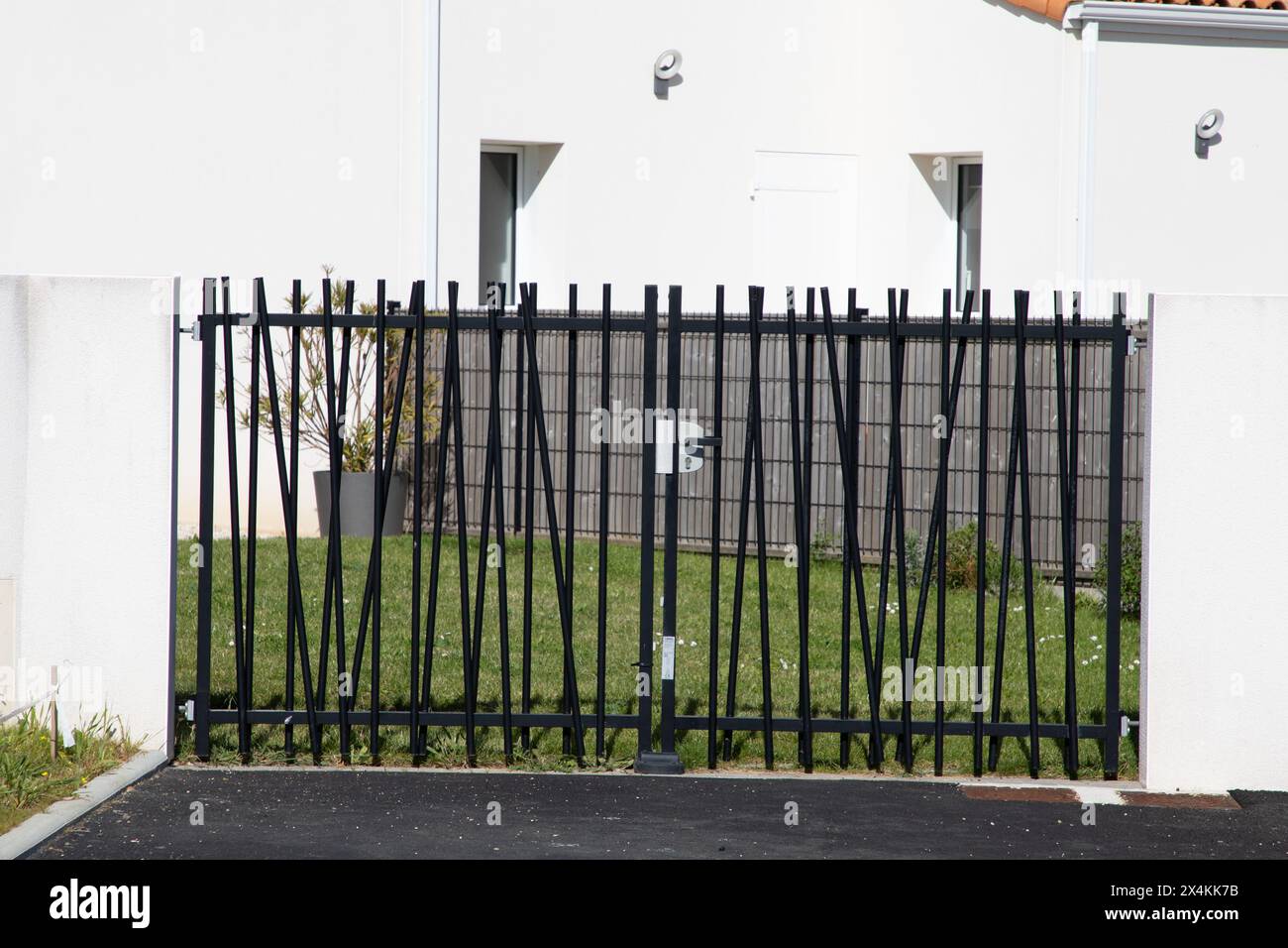 Gray Gate System portal modern grey gate and steel entrance door slide gray system of ...