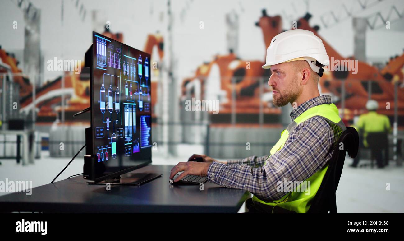 Engineer Operator Using Scada System At Industrial Plant Stock Photo ...