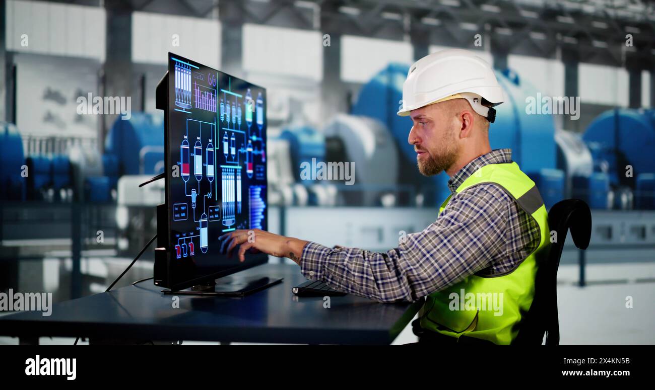 Engineer Operators Using Scada System At Industrial Plant Stock Photo ...